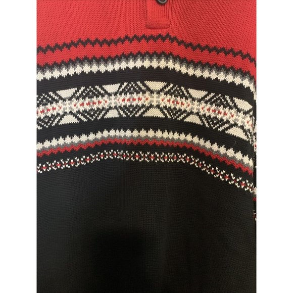 Chaps Sweater Mens XXL Red Black Mock Neck Knitted Long Sleeves Mock Neck - Picture 6 of 10